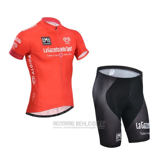 2014 Fahrradbekleidung Giro D'italien Rot Trikot Kurzarm und Tragerhose